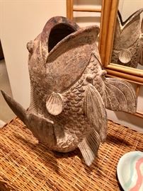 Terracotta Art Fish Sculpture Centerpiece/Vase