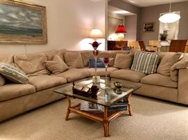 Cane/Wicker Glass Coffee Table