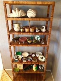 Modern Wicker Etagere & Collector Smalls & Decor
