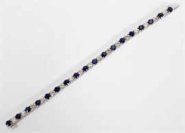 7.84CT NATURAL SAPPHIRE, 5.64CT DIAMOND (H, VS-2) TENNIS BRACELET, L 6.5", 21.3 GR, Lot 2259