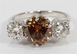 2.14CT NATURAL FANCY DIAMOND (GIA) (I-J, VS-2), 18KT GOLD RING, 4.4 GR, SIZE: 6.5, Lot 2086