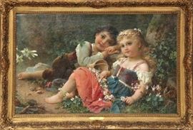 HANS ZATZKA (AUSTRIAN/ITALIAN 1859-1945), OIL ON CANVAS, H 19", L 31", Lot 2006