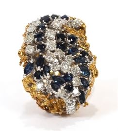SAPPHIRE AND DIAMOND CLUSTER RING, 36.5 GR, SIZE: 11, Lot 2088
