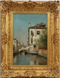 WARREN SHEPPARD (AMERICAN, 1858-1937), OIL ON CANVAS, H 24". W 16", VENICE CANAL  Lot 2034