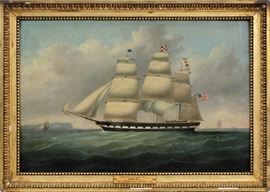 CLEMENT DREW (AMERICAN, 1806-1889), OIL ON CANVAS, H 23 1/4", L 35 1/2", "URIEL"  Lot 2001