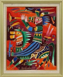 YURI GORBACHEV (RUSSIAN, B. 1948), OIL ON CANVAS, C. 1991, H 19 1/2", L 15 1/2"  Lot 2062