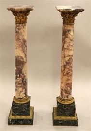FRENCH BRONZE & MARBLE PEDESTALS, 19TH.C. PAIR, H 48", L 10", D 10" Lot 1036