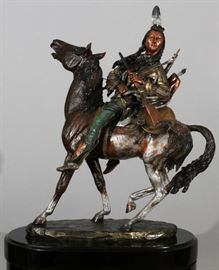 C. A. PARDELL (AMERICAN, 20TH C.), BRONZE SCULPTURE, 1993, H 25", W 21", D 10", "PLENTY COUPS, VISIONARY" Lot 1026