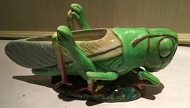 JEROME MASSIER, FRENCH MAJOLICA GRASSHOPPER, VALLAURIS H 6.5" L 13"  Lot 1072