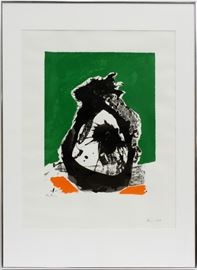 ROBERT MOTHERWELL (AMERICAN, 1915-1991), SCREENPRINT IN COLORS, 1971-1972, INNER PLATE SIZE: H 22 1/4", W 17 1/4", "BASQUE SUITE, PLATE #2" Lot 2063