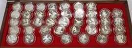 FRANKLIN MINT "ROBERTS BIRDS" STERLING SILVER MEDALS, H 3 1/2", W 27 1/2", D 12 1/4" Lot 305