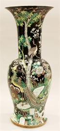 CHINESE FAMILLE VERTE VASE, H 34", W 16" Lot 1031