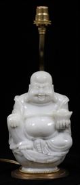 CHINESE 'BUDDHA' CARVED JADE LAMP, H 7.5" Lot 1007