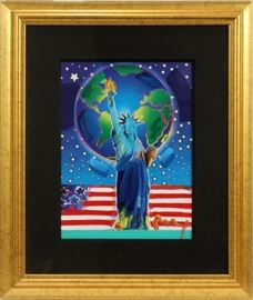 PETER MAX (GERMAN, B. 1937), MIXED MEDIA ON PAPER, H 23 1/2", L 17 1/2", "PEACE ON EARTH" Lot 2067