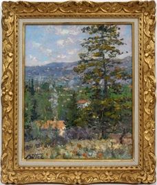 PIERRE BITTAR (AMERICAN/FRENCH, B. 1934), OIL ON CANVAS, H 16 1/4", W 13", "CEDRE SUR LA COTE D'AZUR" Lot 2059