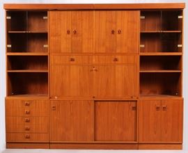 DANISH, MODERN, TEAKWOOD, STACKABLE WALL UNIT, H 77", L 95", D 16" Lot 1130
