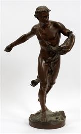 JEAN-BAPTISTE GERMAIN (FRENCH, 1841-1910), BRONZE SCULPTURE, H 27", W 14 1/2", D 13", "LE SEMEUR"  Lot 2212