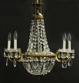 FRENCH EMPIRE BRONZE D'ORE AND CRYSTAL CHANDELIER  Electrified  Lot 2368