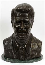 BRONZE BUST, C. 1982, H 21", W 16", D 13", RONALD REAGAN  Lot 2214