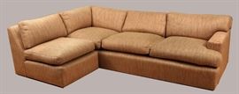 MODERN CUSTOM UPHOLSTERED 7 CUSHION SOFA AND CHAIR SET, H 29", L 102", D 38"  Lot 72