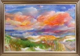 RONALD JULIUS CHRISTENSEN (AMERICAN, B. 1923), OIL ON CANVAS, MID 1980'S, H 48" W 72", "DUNE WINDS"  Lot 44