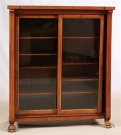 MAHOGANY DOUBLE GLASS SLIDING DOOR BOOKCASE 19TH C. H 57" W 47" D 14 1/2"  Lot 1131