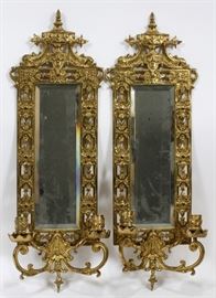 FRENCH DORE BRONZE SCONCES, CA. 1880, PAIR, H 24", W 7" D 3 1/2"  Lot 1101