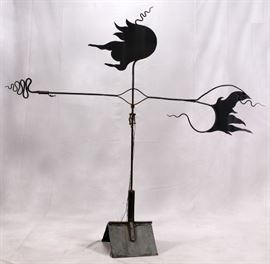 IRON MAGNUM SIZE WEATHER VANE FROM THE WENDELL ANDERSON HOME H 76" W 81"  Lot 1022