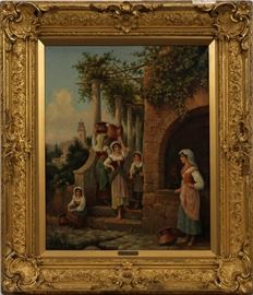 ARTHUR TREVOR HADDON (BRITISH/AMERICAN, 1864–1941), OIL ON CANVAS, H 30", W 25", "AT THE WELL"  Lot 2160
