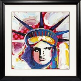 PETER MAX (GERMAN, B. 1937), GICLEE ON PAPER, H 23 1/2", L 23 1/2", "LADY LIBERTY" Lot 2197