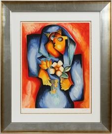 ALEXANDRA NECHITA (ROMANIAN, B. 1985), LITHOGRAPH ON PAPER, C. 2001, H 28", L 22 1/4", "SILENT WATER LILY"  Lot 2202