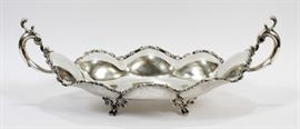 JUVENTO LOPEZ REYES, MEXICAN STERLING SILVER CENTERPIECE, C1940, H 8", W 24", D 13"  Lot 12