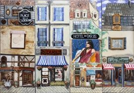 FRENCH THEMED PAINTED WOOD PANELS/DOORS, FOUR, H 79.5", W 28"  Lot 111