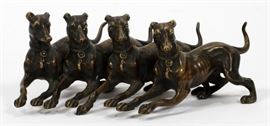 BRONZE PAPERWEIGHT, H 2 1/4", W 5 1/2", D 4", FOUR FIDOS  Lot 1481