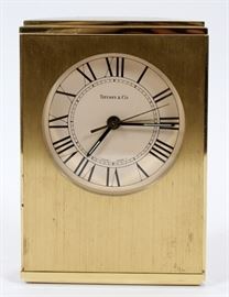 TIFFANY & CO. SHELF CLOCK, H 5 1/2", W 3 3/4", D 1 3/4"  Lot 1303