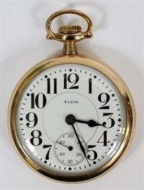 ELGIN RAILROAD GOLD FILLED POCKET WATCH 21924242  Lot 1304
