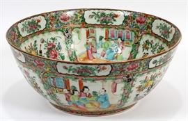 CHINESE, ANTIQUE ROSE MEDALLION, PORCELAIN BOWL, C1850, H 5 1/2", DIA 13 1/2"  Lot 37