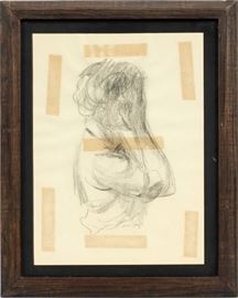 HUGHIE LEE-SMITH (AMERICAN, 1915-1999), GRAPHITE ON PAPER, H 14", L 10", HANDS OVER FACE  Lot 1176
