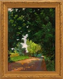 SANTA DURAN (AMERICAN, 1909-2002), LANDSCAPE OIL ON CANVAS, 1997, H 15.75", L 12"  Lot 2003