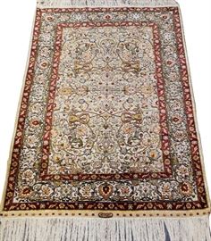 HEREKE HAND WOVEN SILK AND GOLD THREAD RUG, W 39", L 58"  Lot 2094

