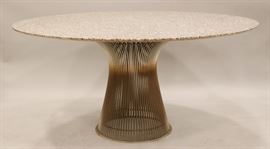 WARREN PLATNER FOR KNOLL, MARBLE AND NICKEL-PLATED STEEL DINING TABLE, H 28.5", DIA 60"  Lot 77