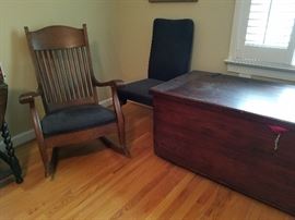 Blanket Chest, Rocking Chair, Parsons Chairs