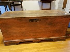 Antique Blanket Chest Original Red Paint