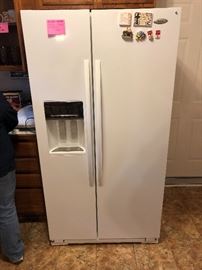 Whirlpool white side by side refrigerator, very nice!