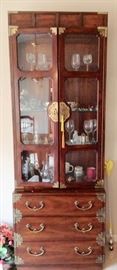 1 of 2 Henredon Lighted Curio/China Cabinets. The top is separate from the 3-Drawer Base