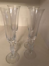 4 Bird champagne glasses  10 inches by 3 inches