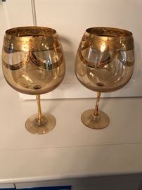  2 large goblets gold 9-1/2 height and 4 inches wide 