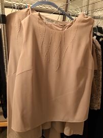 Evening or summer tan top with jack and wide pants size 2X