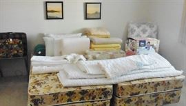 BEDS SOLD-Older twin beds-clean. Linens.