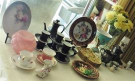 Block demitasse set, cups and saucers, decorative